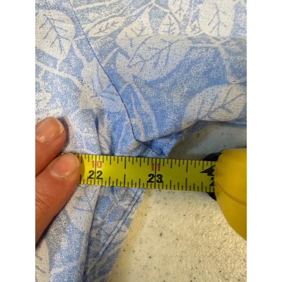 BUGATCHI Uomo Mens XL Leaf Tropical Button Up Shirt Blue Shaped Fit C9 - Picture 6 of 7